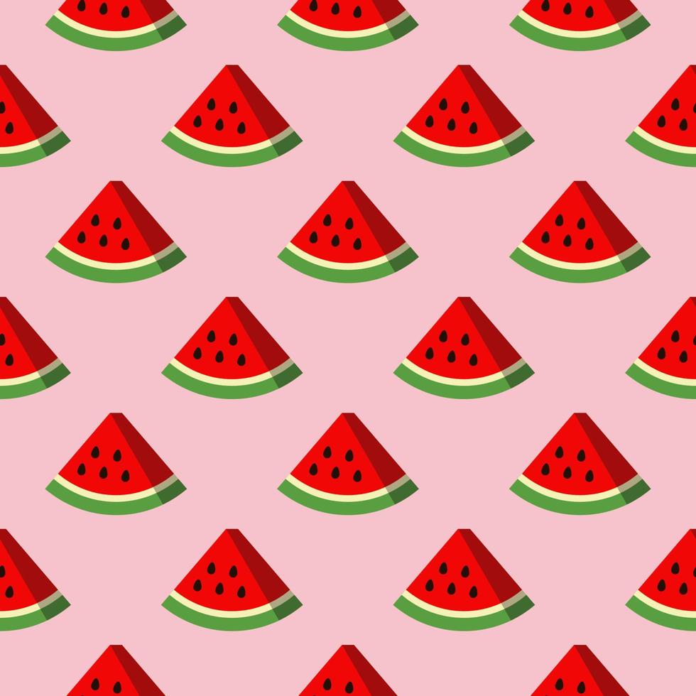 Seamless pattern with watermelon on a pink background vector art illustration