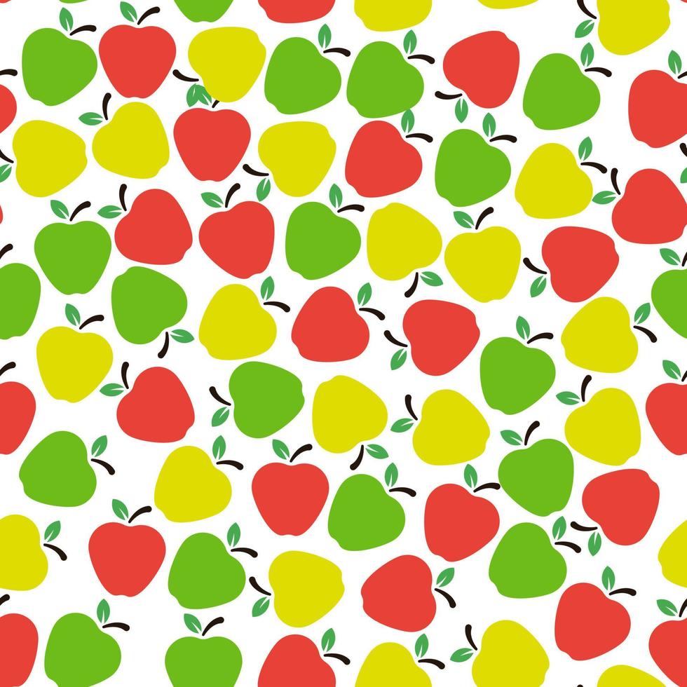 patrón sin costuras con manzanas coloridas en una ilustración de arte vectorial de fondo blanco. vector