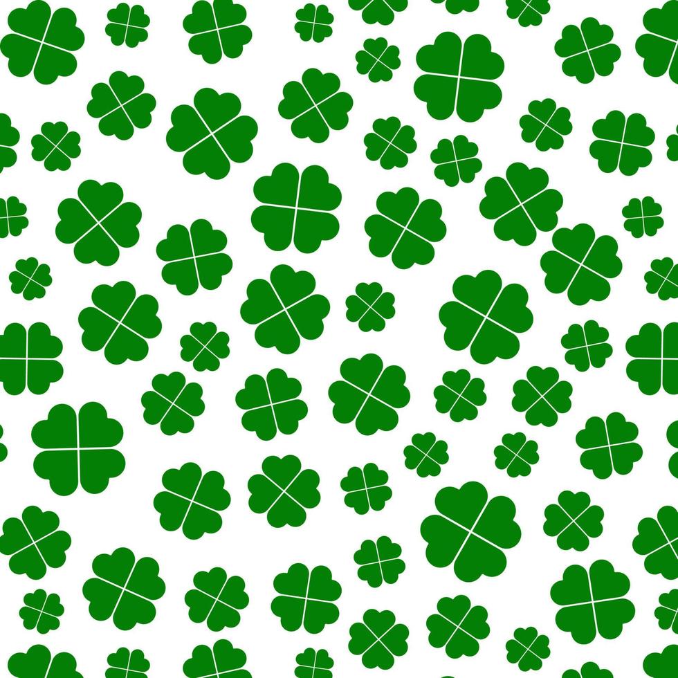 Seamless pattern with green clover on a white background vector art illustration.