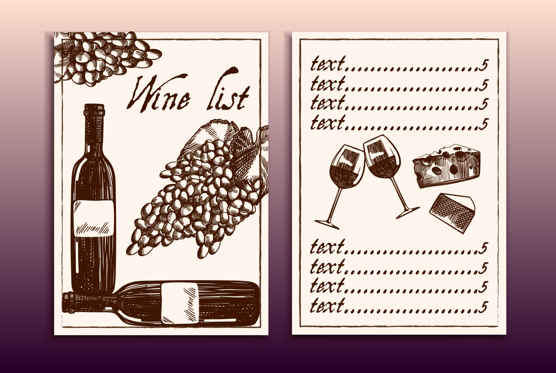 Template list or wine tasting. Illustration glass of wine. Background with wine stains. Idea for
