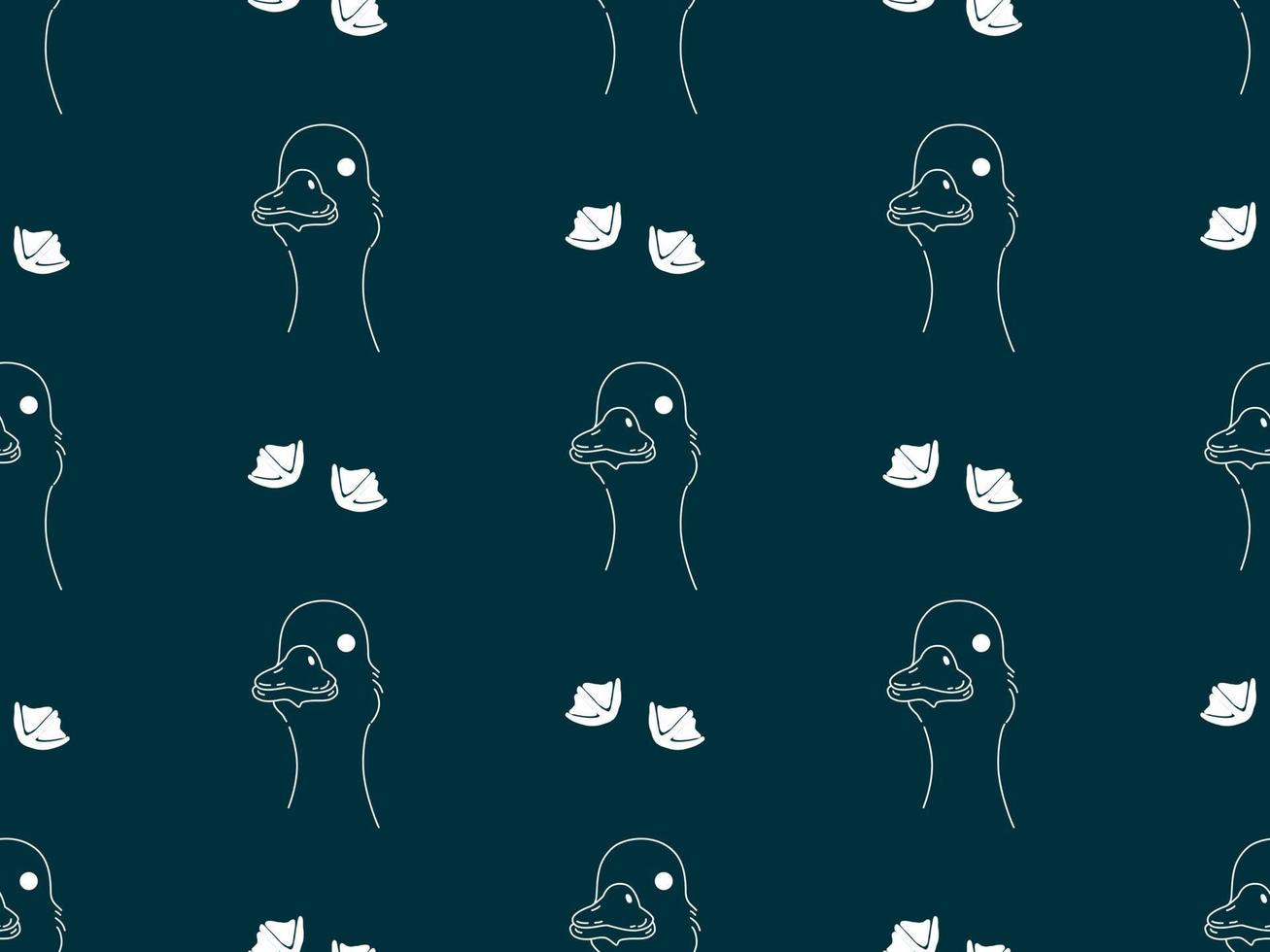 Duck cartoon character seamless pattern on blue background vector