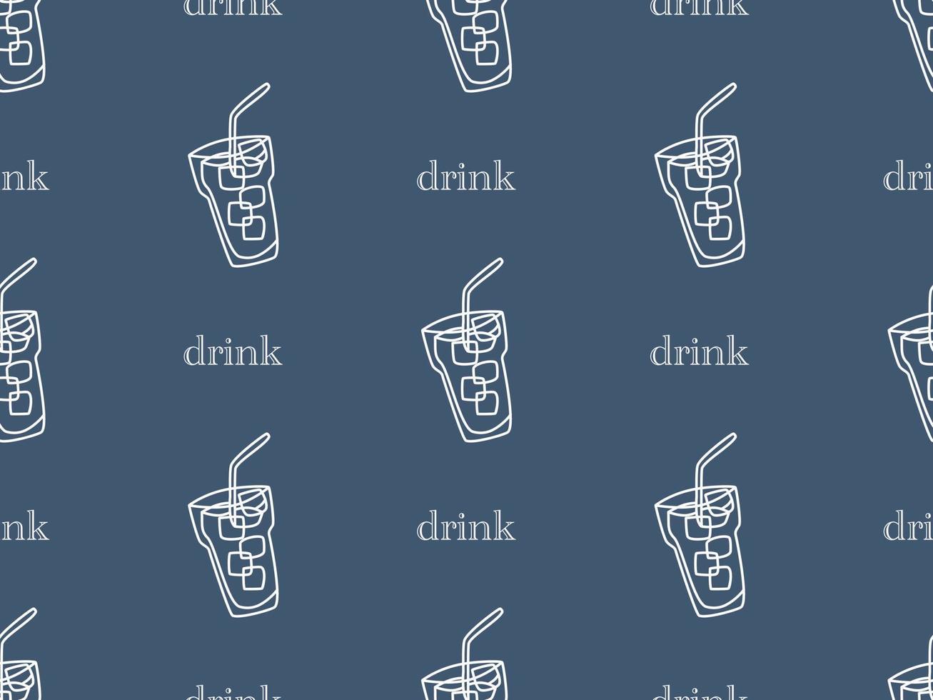 Drink cartoon character seamless pattern on blue background vector