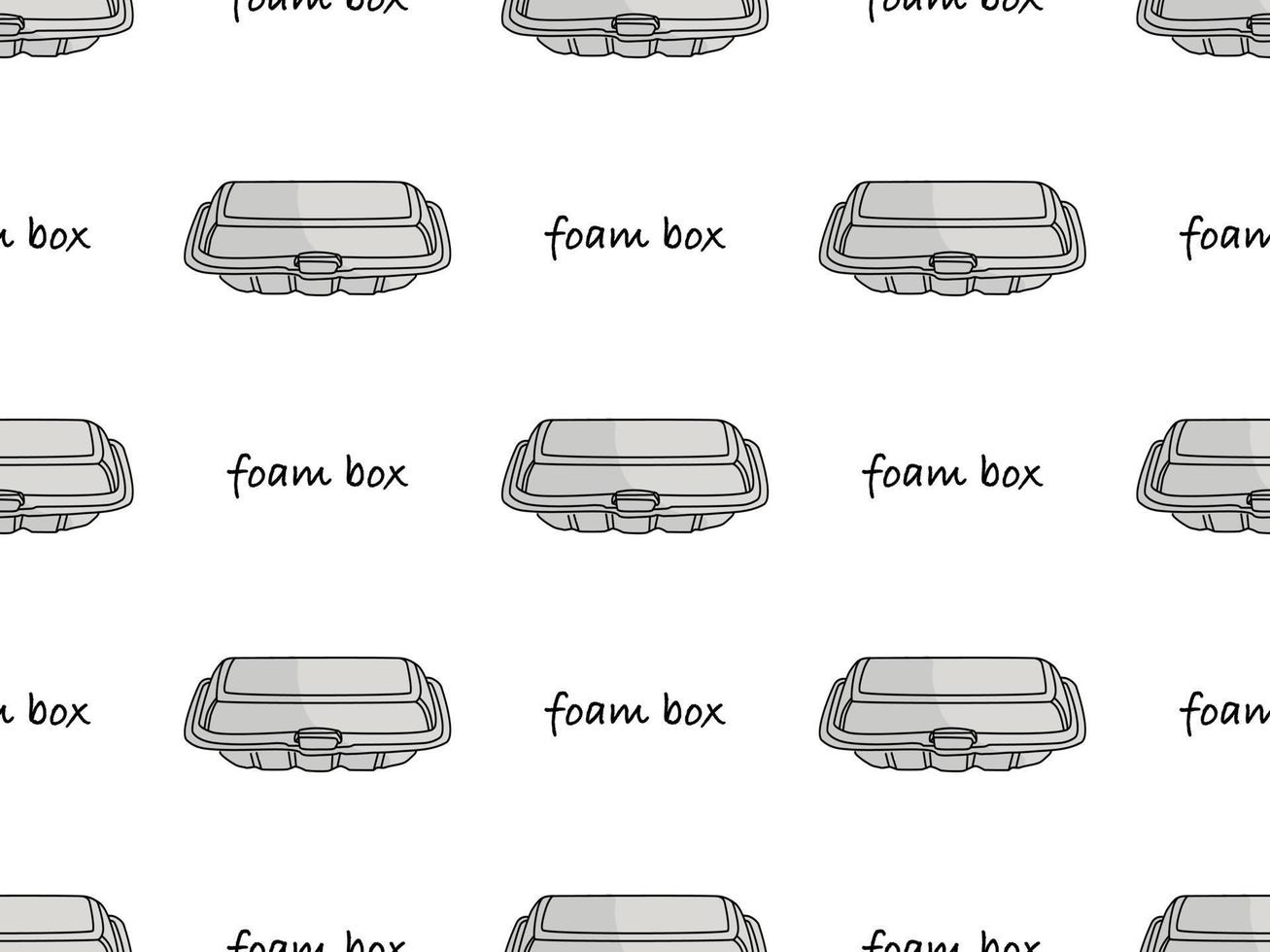 Foam Box cartoon character seamless pattern on white background vector
