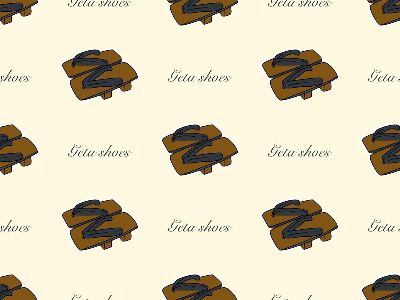 geta shoes cartoon character seamless pattern on orange background vector