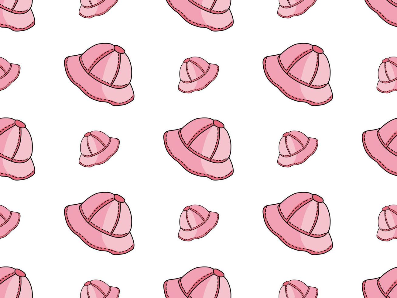 Hat cartoon character seamless pattern on white background vector