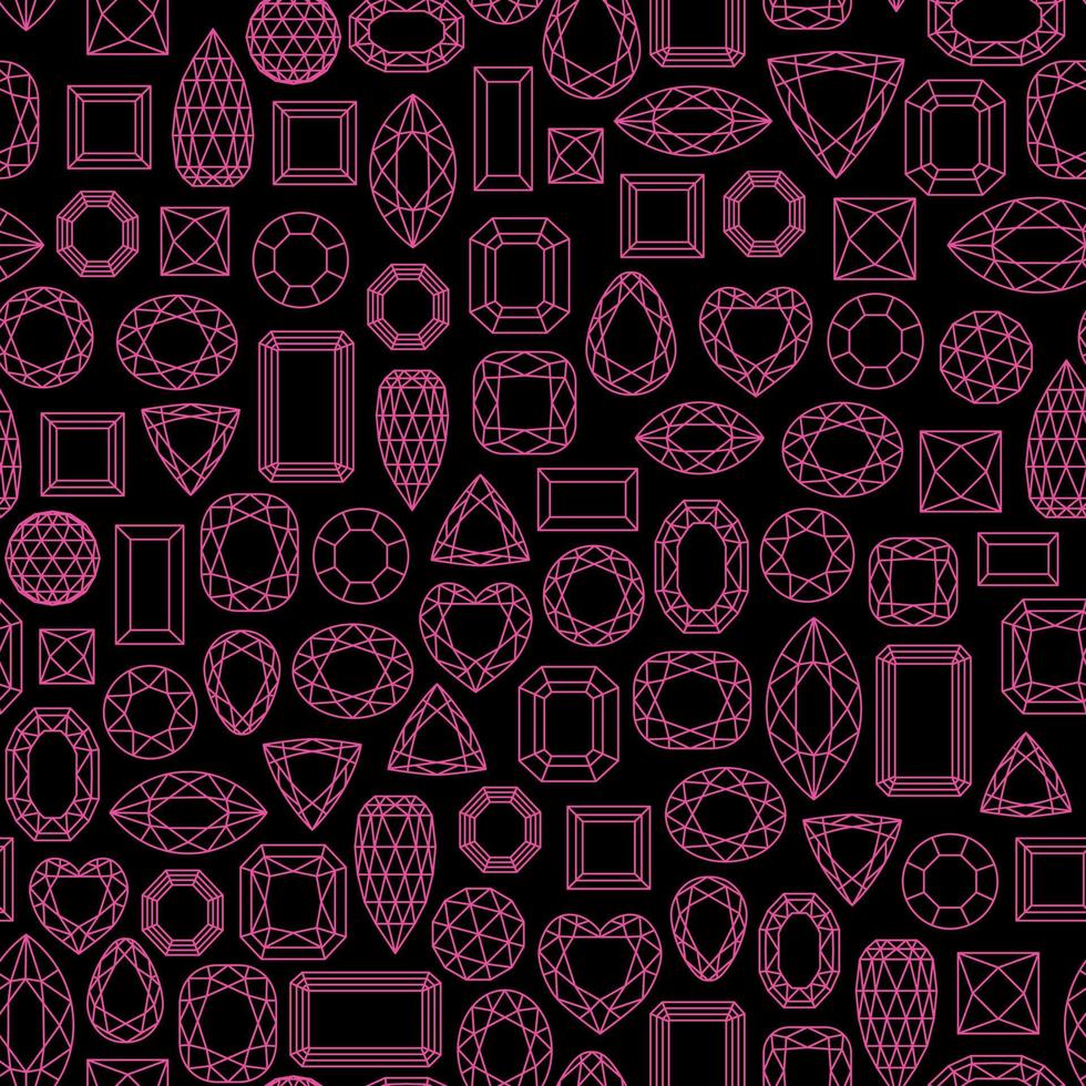 Pattern with different types of cut gemstones. vector