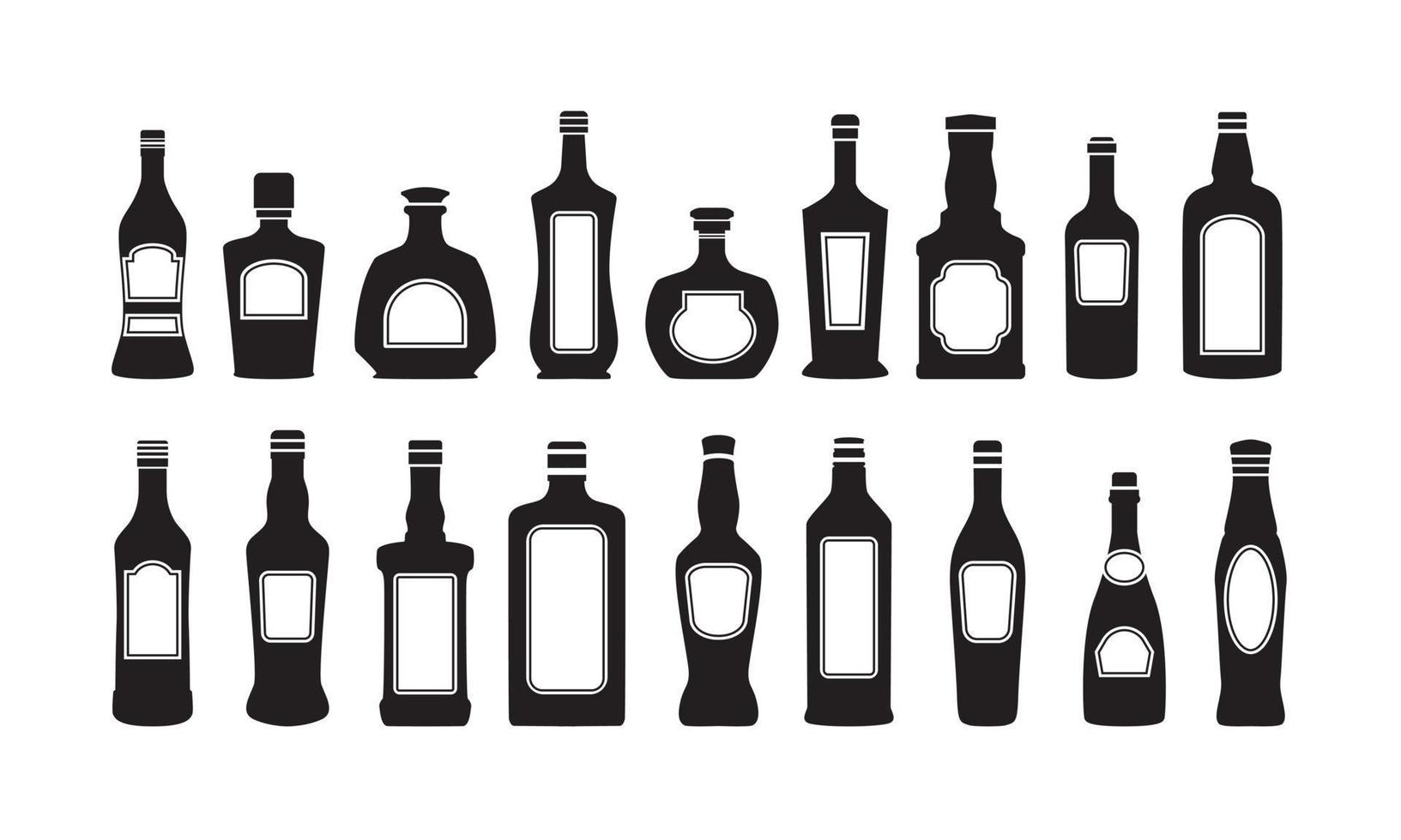 Vector set with different bottles of alcohol