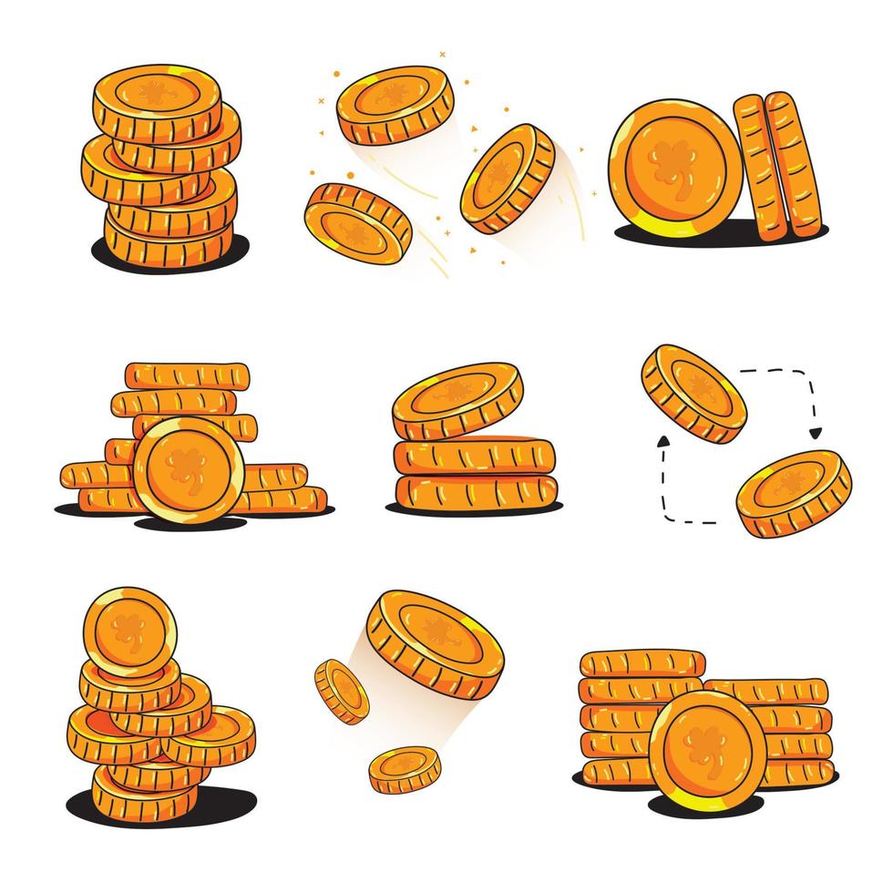 Money icon collection vector, investment, gold, money bag, isolated background vector