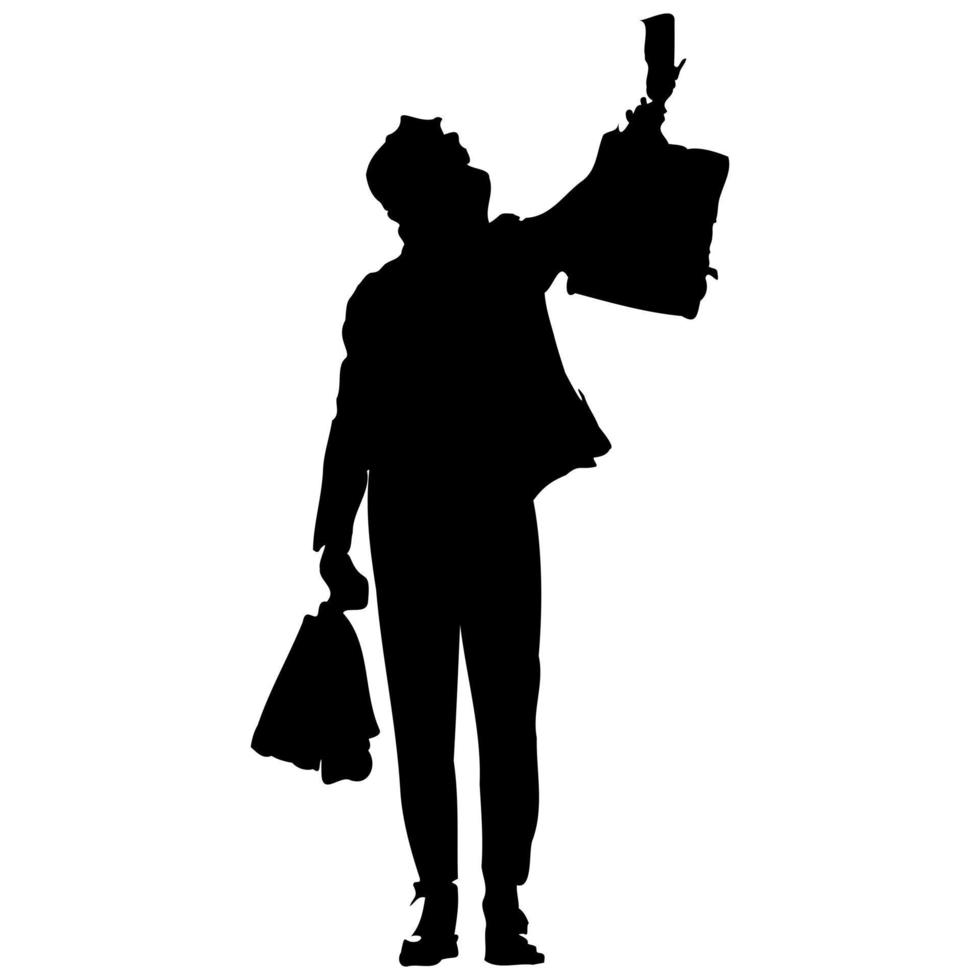 silueta de hombre negro. perfil, silueta, de, un, persona, hombre, hecho, compras, aislado, vector