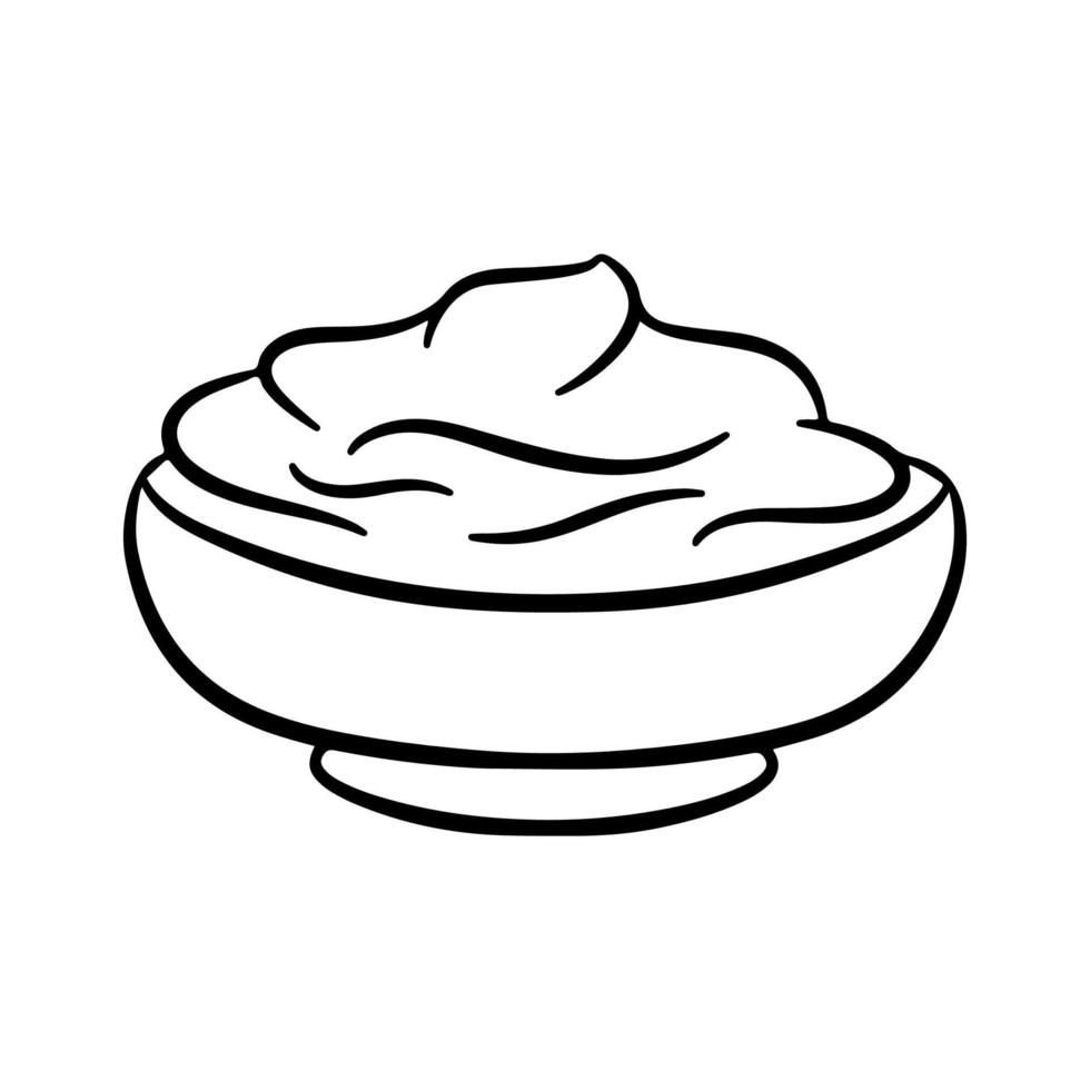 Contour sour cream on plate vector