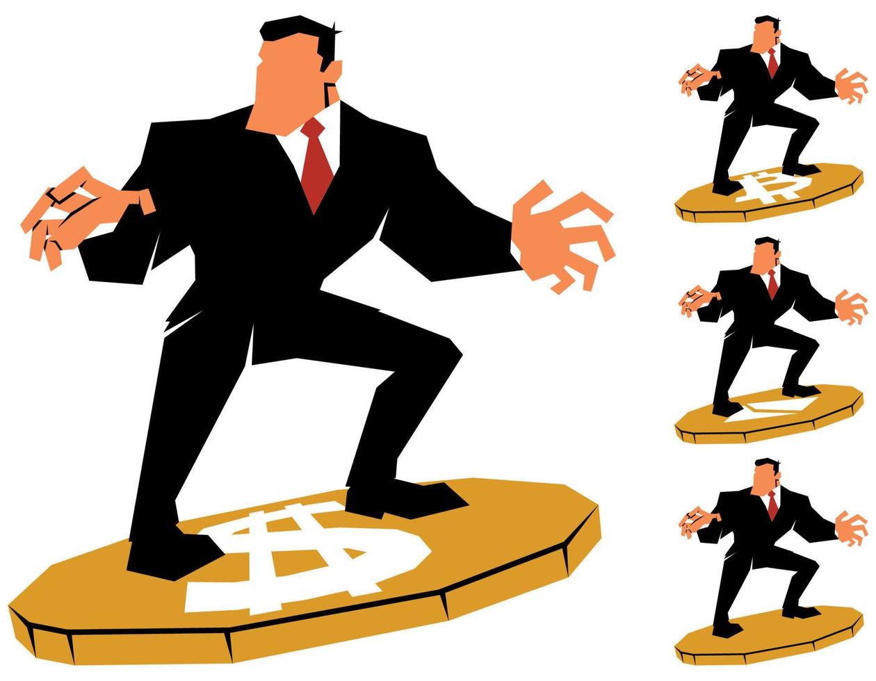 Businessman Surfing on Coin vector