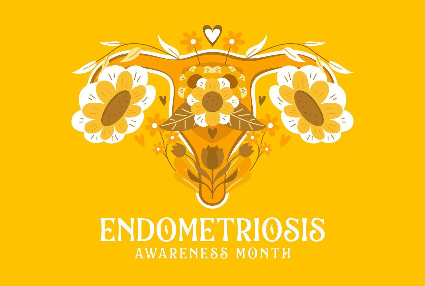 diseño de concepto de símbolo de mes de marzo de conciencia de endometriosis vector