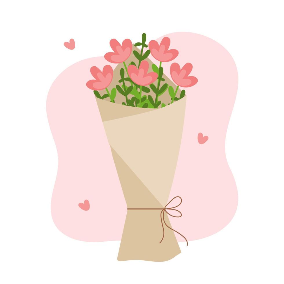 Cute illustration of a bouquet of flowers. Romantic, boyfriend, greeting. Perfect for topics March 8, Valentines Day, Mothers day, birthday, festival, celebration. vector
