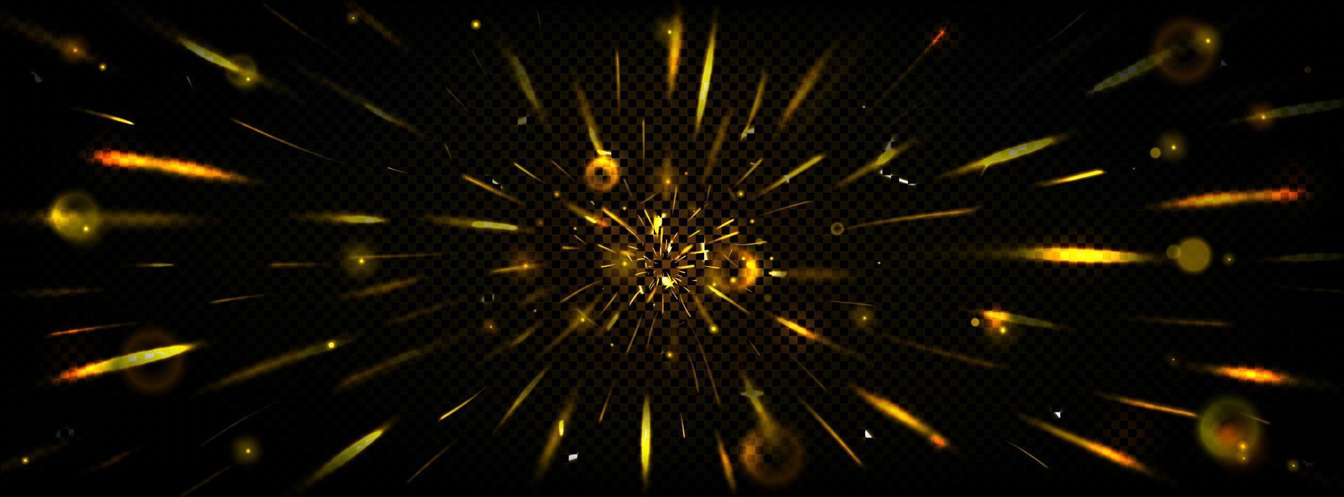 Sparks in motion with blur, speed light effect vector