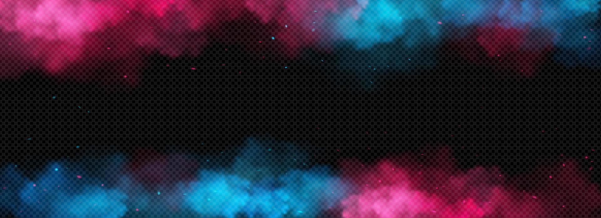 Blue and pink smoke frame dark background vector