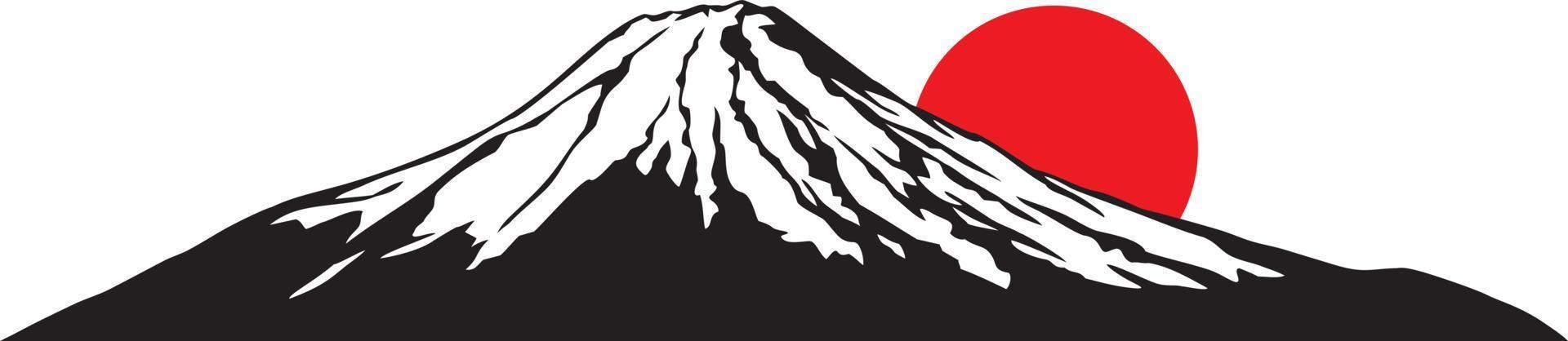 Fuji Mountain with Sun Color. Vector Illustration.