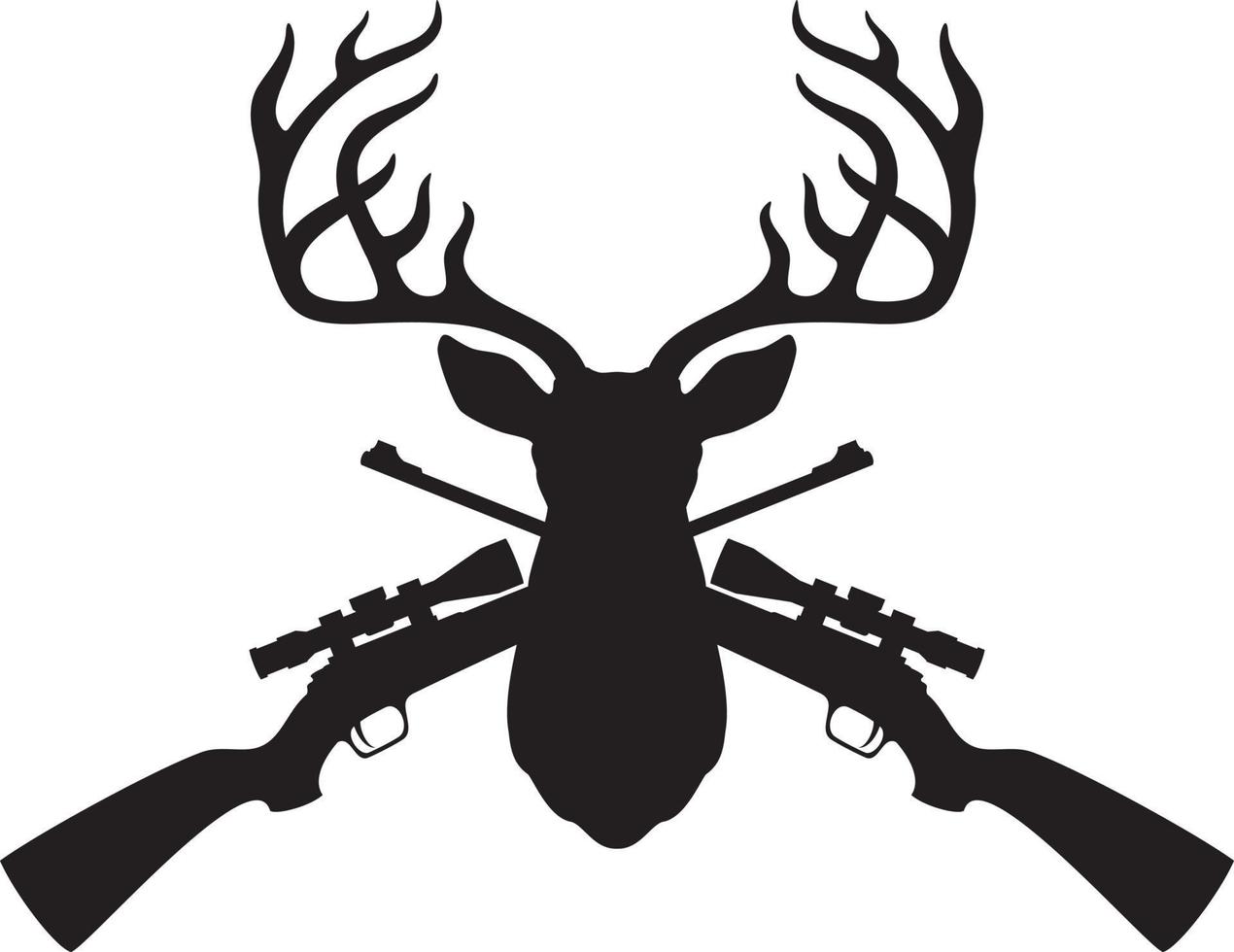 Deer Head And Crossed Hunting Rifles vector