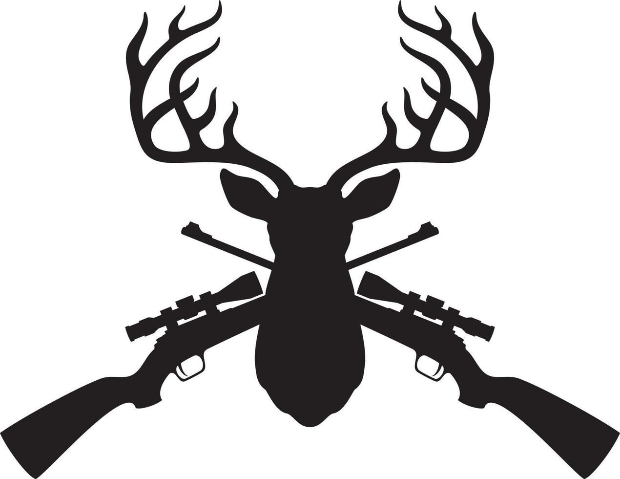 Deer Head And Crossed Hunting Rifles vector