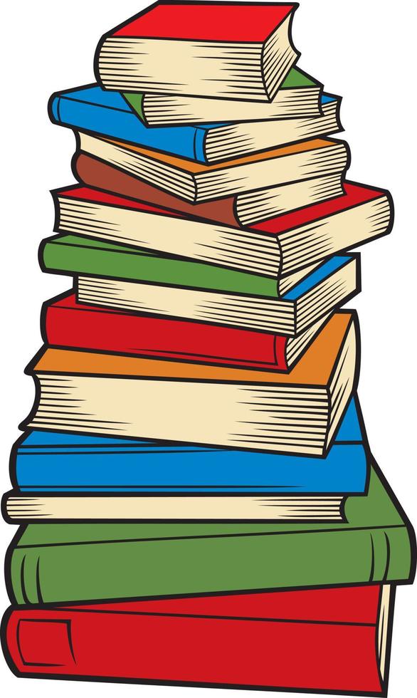 Big Stack of Books Color. Vector Illustration