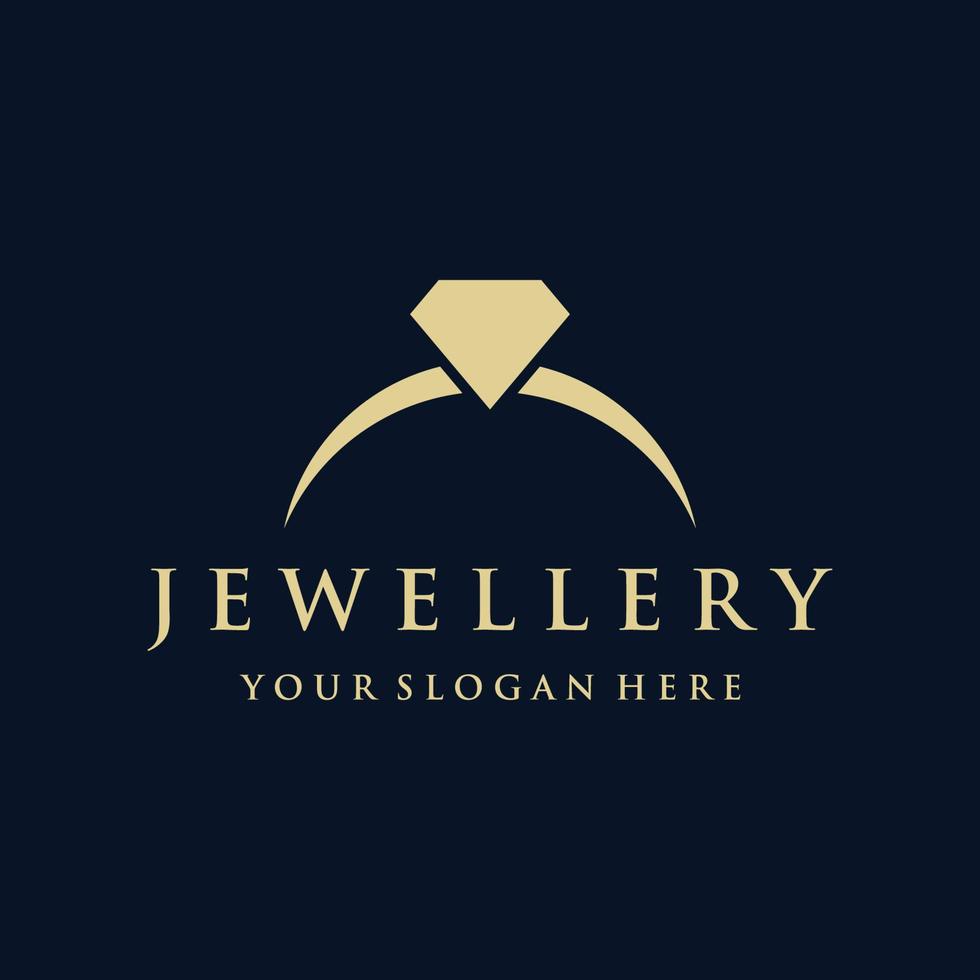 Jewelry ring abstract logo template design with luxury diamonds or gems.Isolated on black and white background.Logo can be for jewelry brands and signs. vector