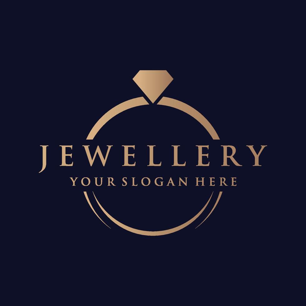 diseño de plantilla de logotipo abstracto de anillo de joyería con diamantes o gemas de lujo.aislado en fondo blanco y negro.el logotipo puede ser para marcas y signos de joyería. vector