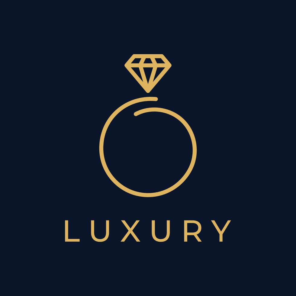 Jewelry ring abstract logo template design with luxury diamonds or gems.Isolated on black and white background.Logo can be for jewelry brands and signs. vector