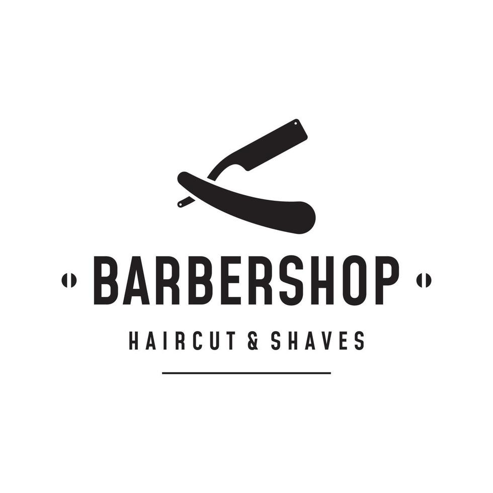 Barbershop Logo template in vintage style with the concept of scissors, razor and other tools.Logo for business, salon, label and barbershop. vector