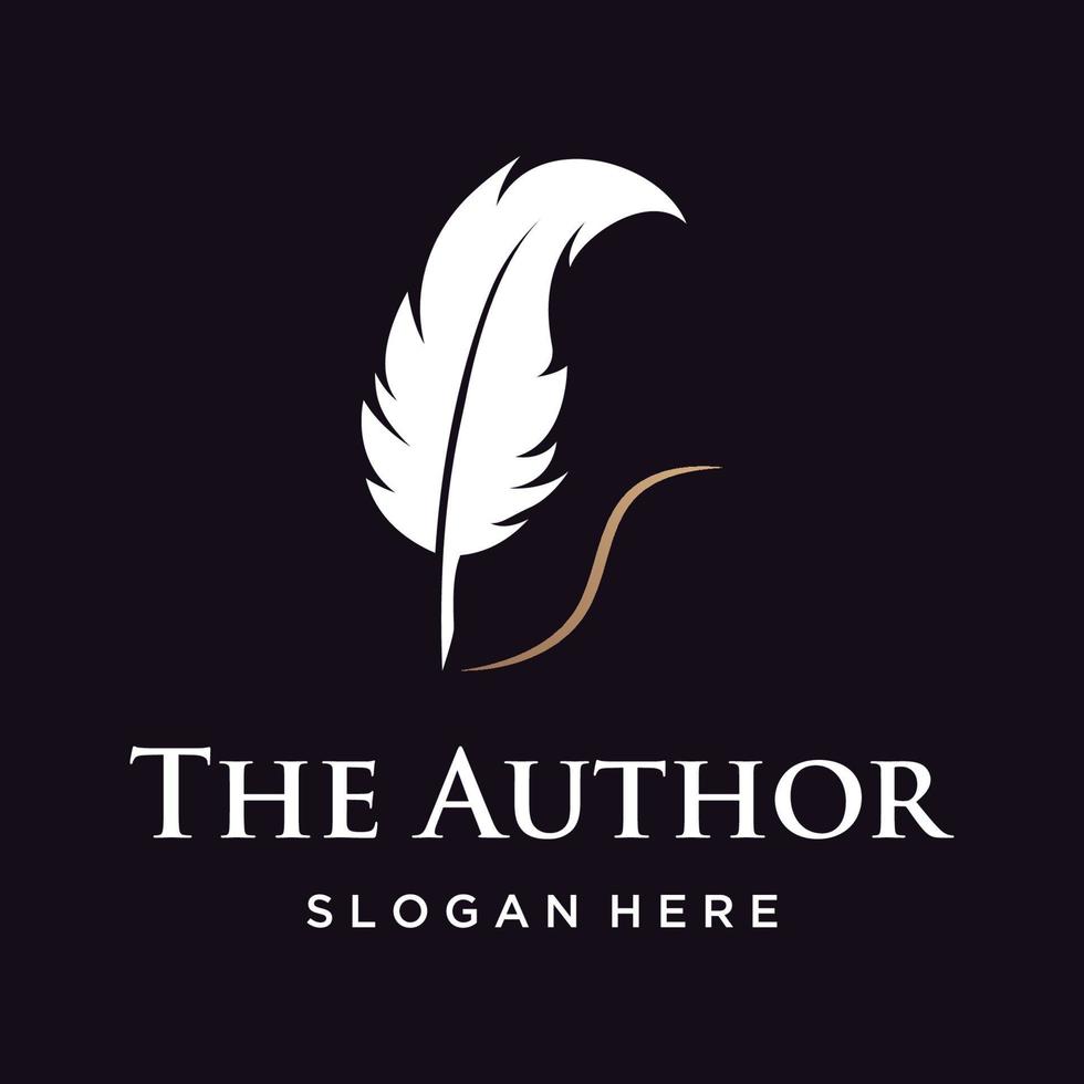 Vintage quill pen logo creative template design and with ink.Classic and luxury stationery illustration. vector