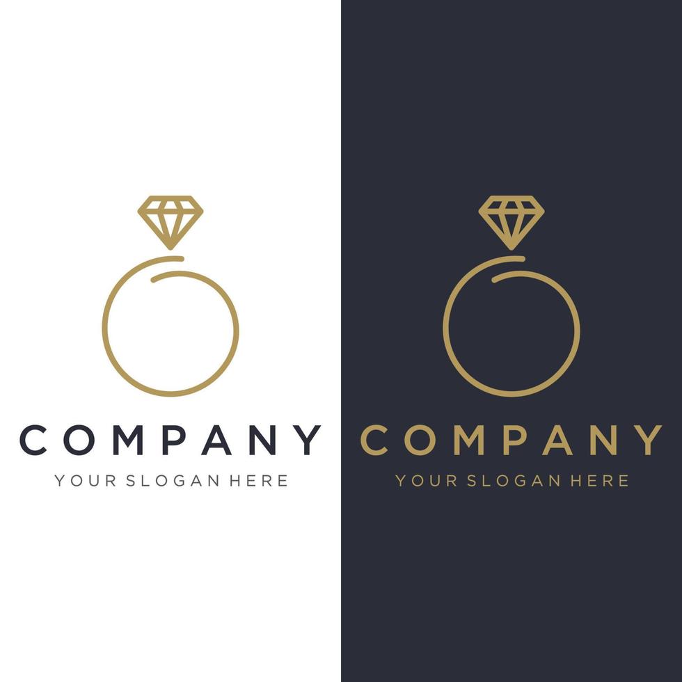 Jewelry ring abstract logo template design with luxury diamonds or gems.Isolated on black and white background.Logo can be for jewelry brands and signs. vector