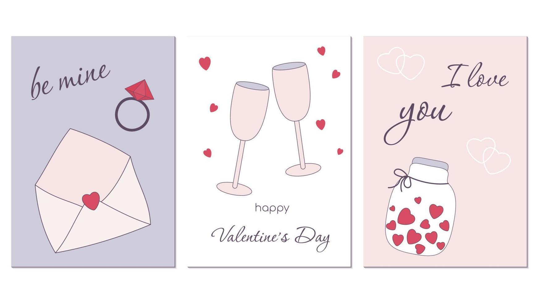 set of valentines day cards vector