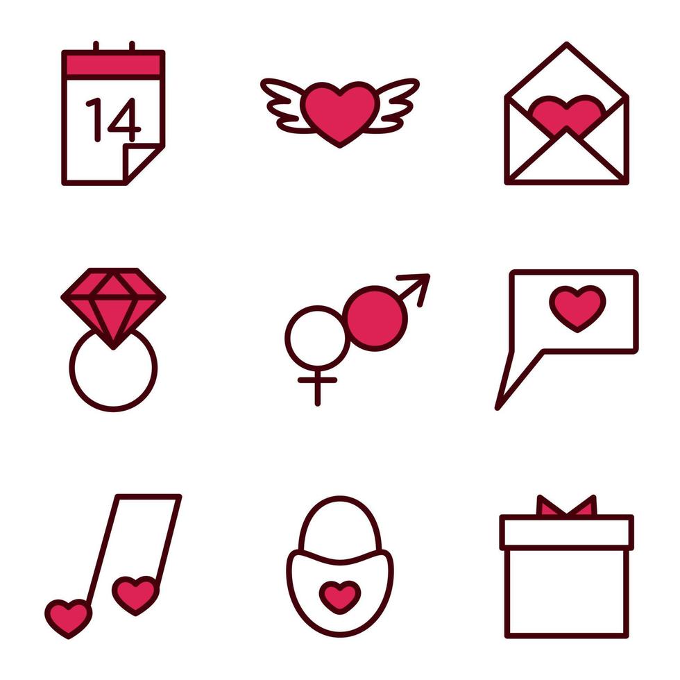 set of valentines day icons vector