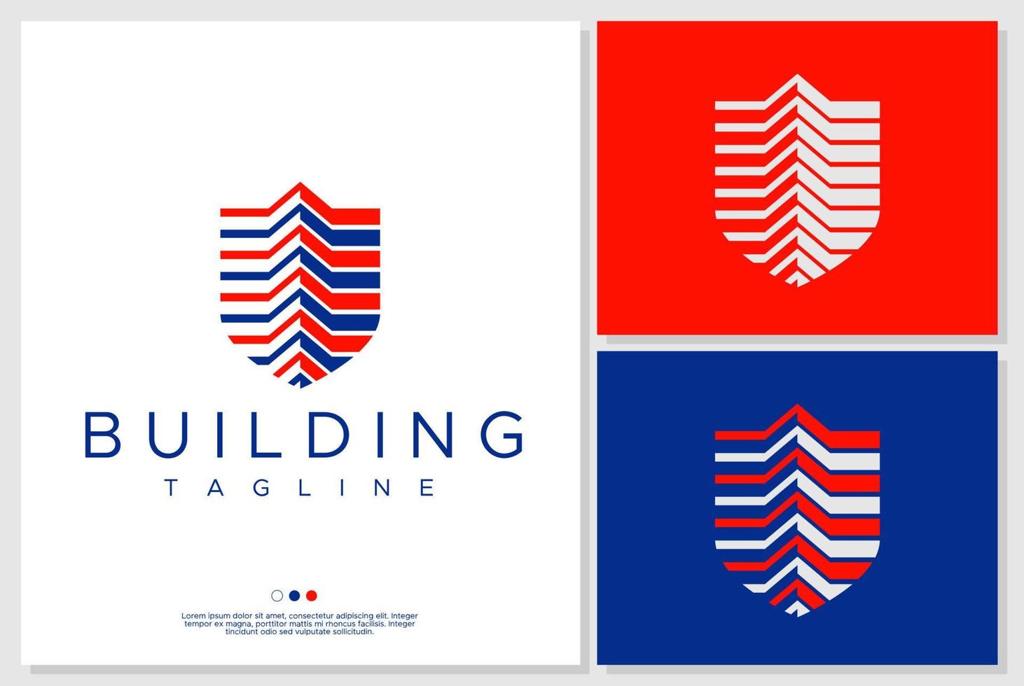 Building shield logo design template. Building logo in shield form. vector