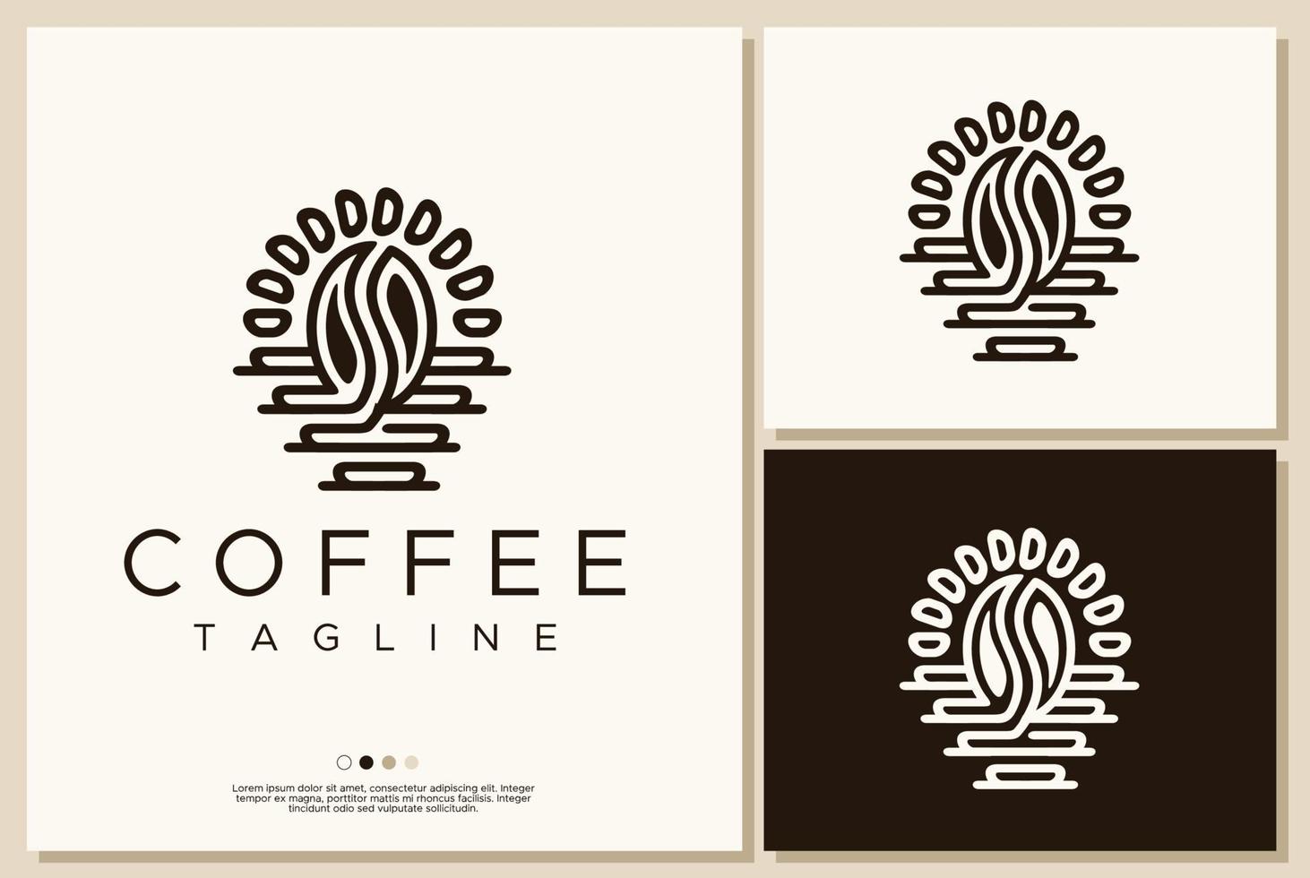 Minimalist coffee bean logo design. Coffee bean logo in line art