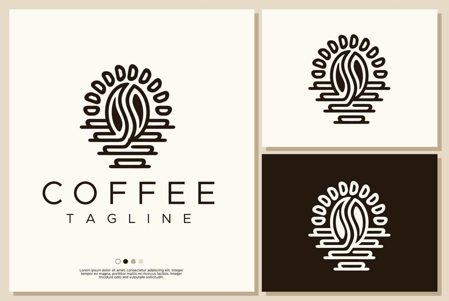 diseño de logotipo de grano de café minimalista. logotipo de grano de café en línea de arte. vector