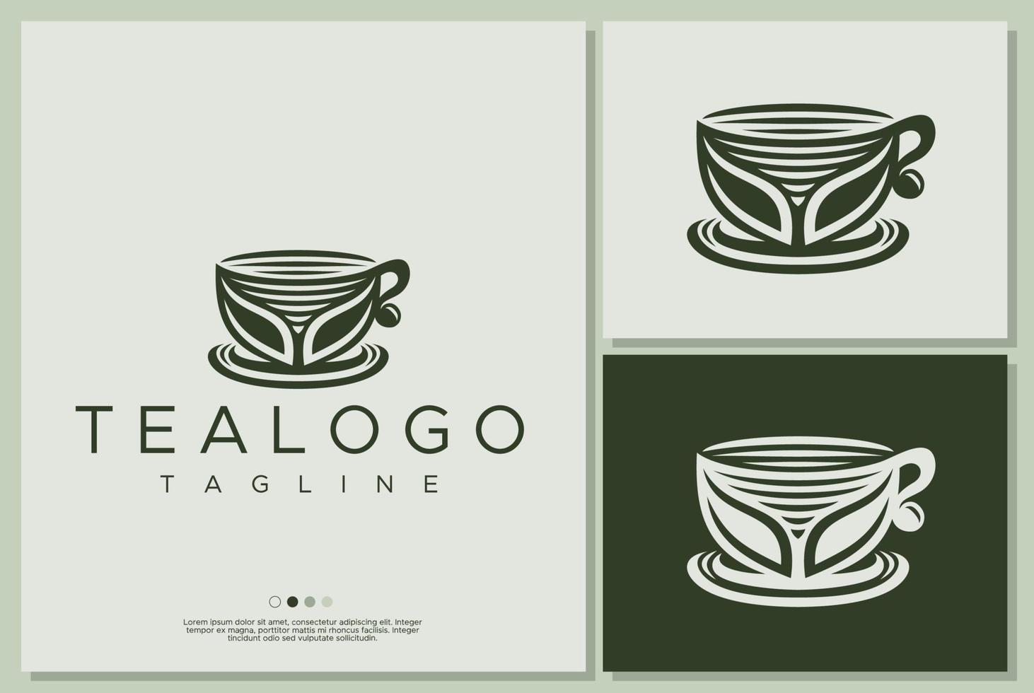 diseño del logotipo de la taza de té. marca de logotipo de té mínimo retro. vector