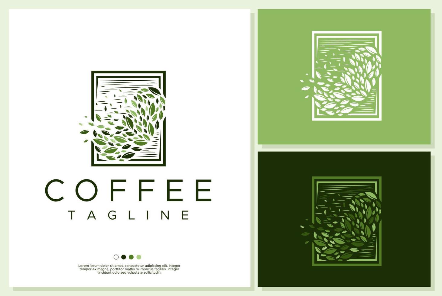 Coffee bean logo template with leaf design. Leaf coffee logo design template. vector