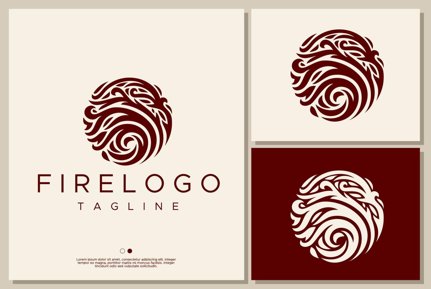 Fire circle logo design template. Retro flame logo template. vector