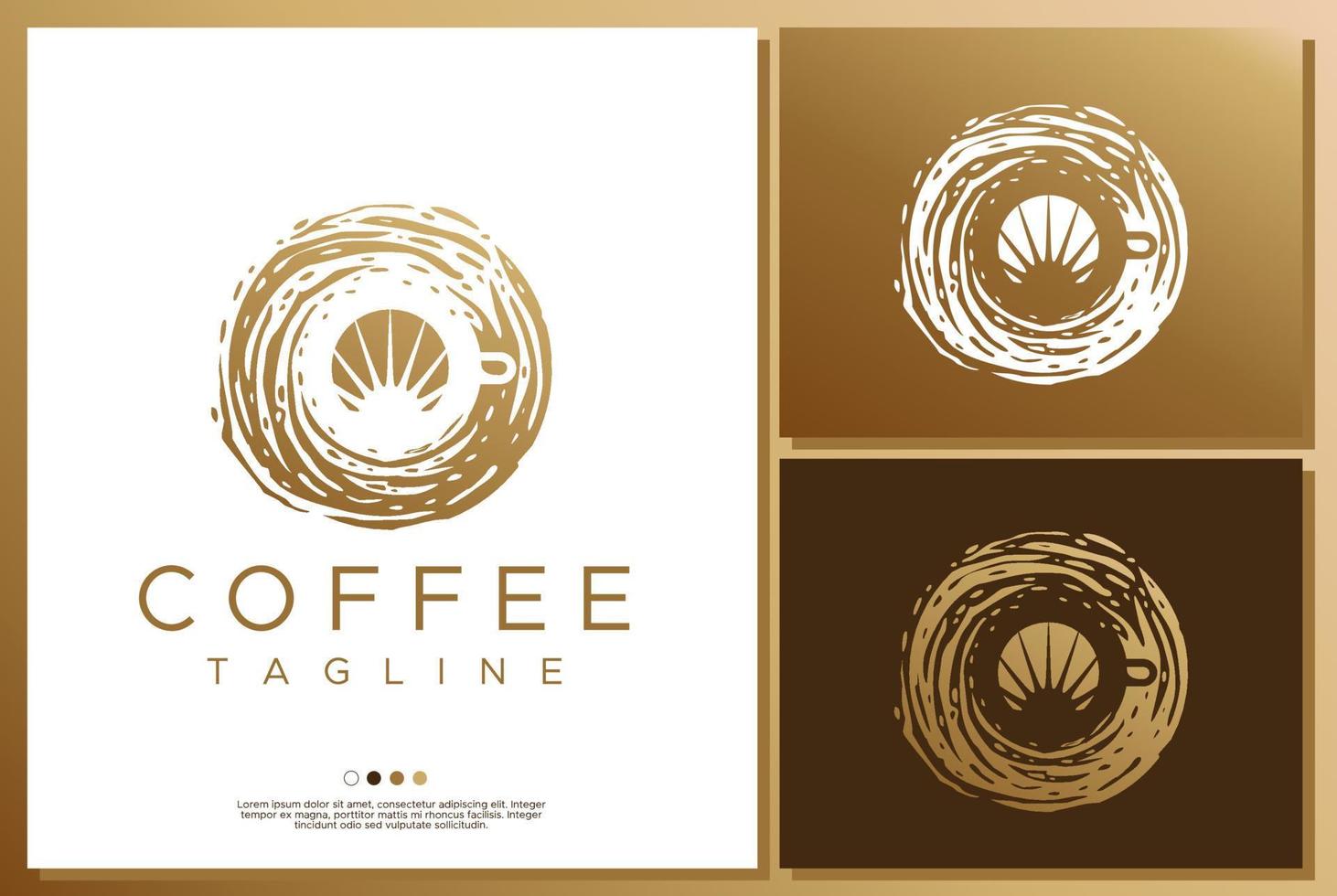 Simple coffee logo branding. Coffee cup logo with grunge effect. vector