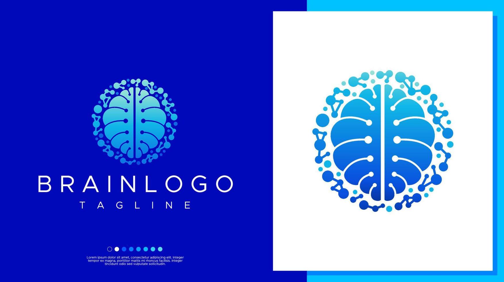 Network brain logo design vector. Modern brain logo design template. vector