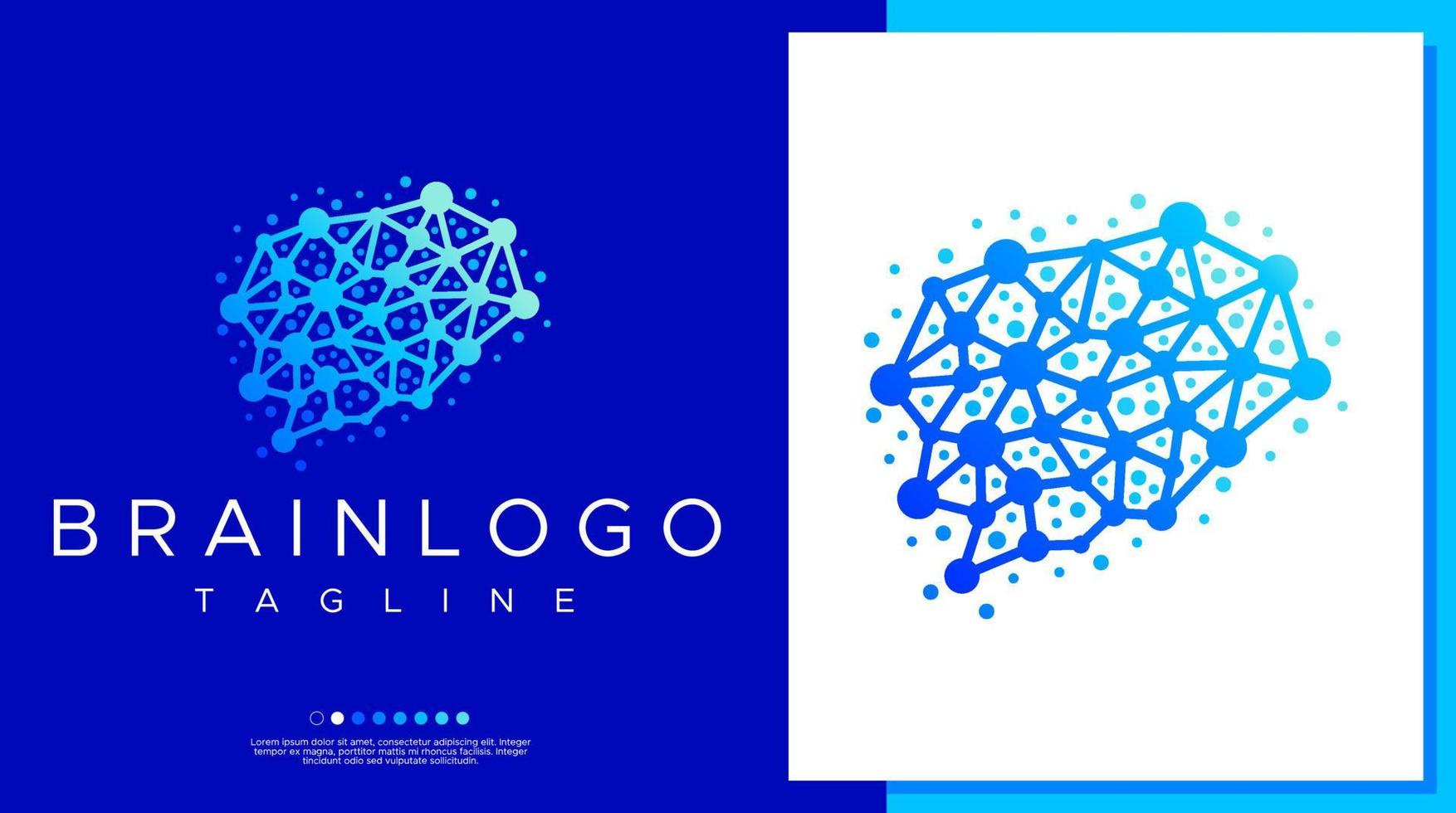 Pixel brain logo design template. Network brain logo vector. vector