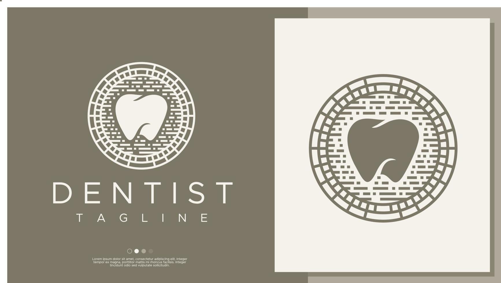 Retro line dental logo design concept. Dental line logo branding. vector