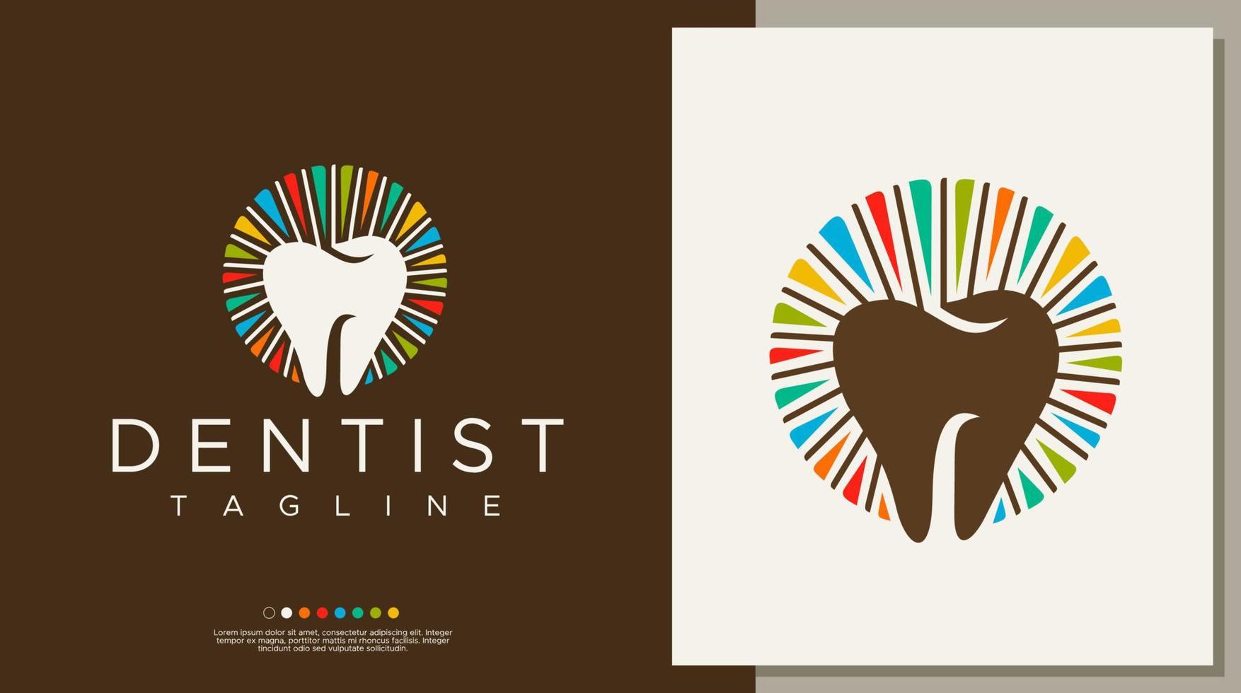 Circle dental line logo design template. Circle dental logo vector. vector