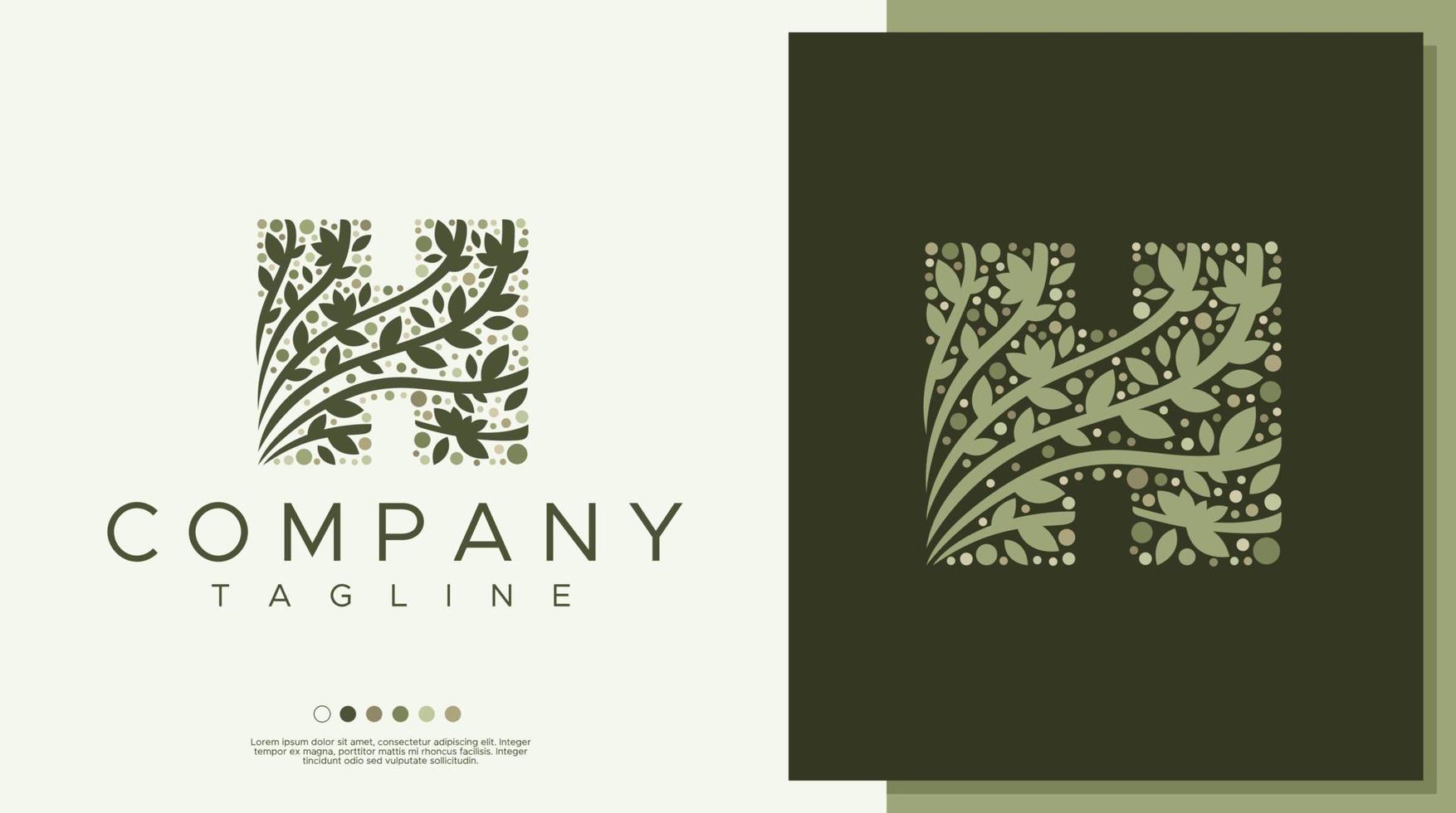 H leaf letter logo design template. Line H letter logo template. vector