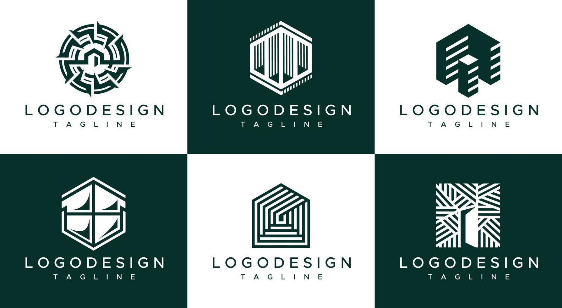 Abstract home architecture logo design template. House architect logo branding. vector