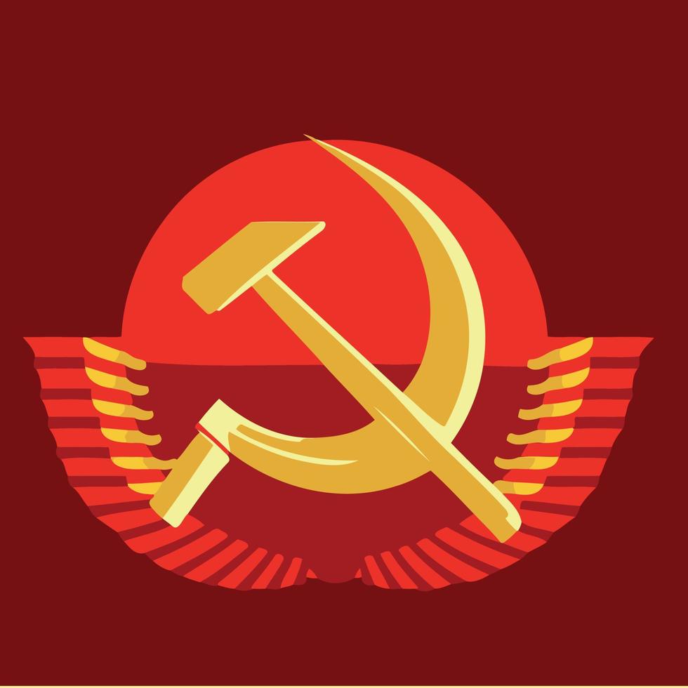 illustration in communist style in red and yellow colors vector