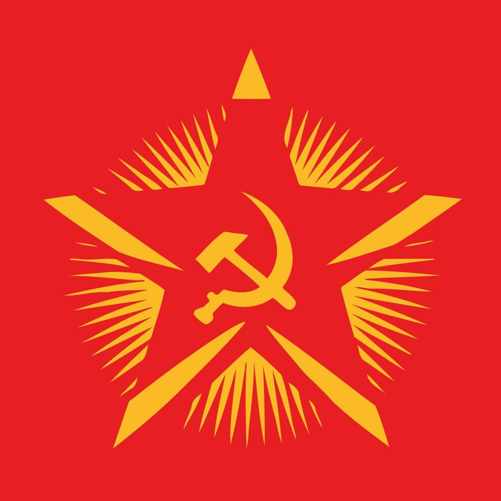 illustration in communist style in red and yellow colors vector