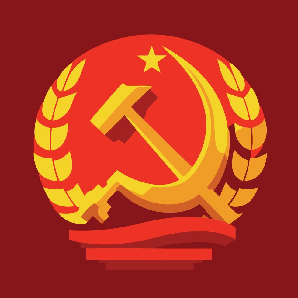 illustration in communist style in red and yellow colors vector