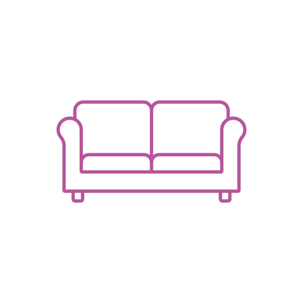 eps10 icono o logotipo abstracto de sofá de arte de línea vectorial rosa aislado en fondo blanco. símbolo de esquema de muebles de sala de estar en un estilo moderno y plano simple para el diseño de su sitio web y aplicación móvil vector