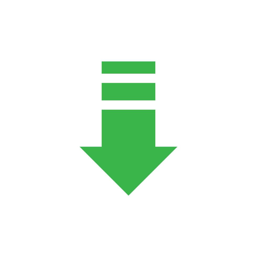 eps10 vector verde flecha abajo icono de arte abstracto o logotipo aislado sobre fondo blanco. descargando un símbolo sólido en un estilo moderno y plano simple para el diseño de su sitio web y aplicación móvil