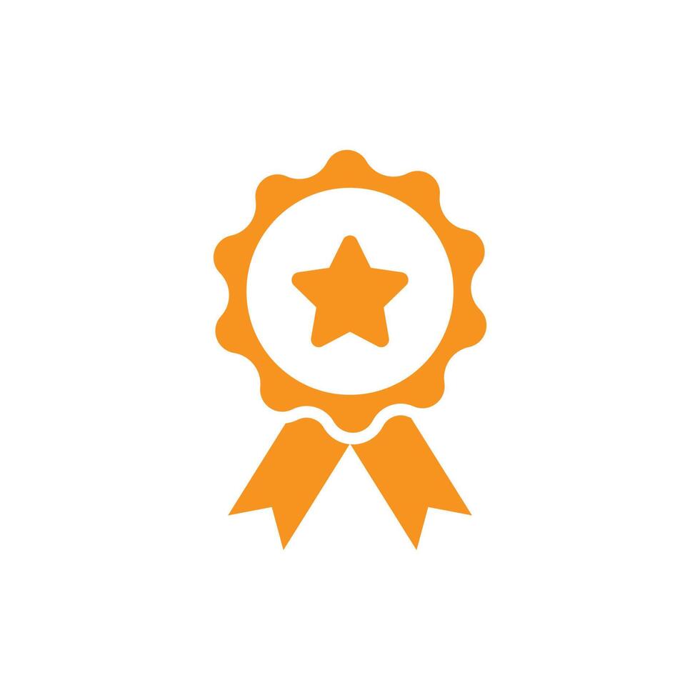 eps10 orange vector prize, medal abstract icon or logo isolated on white background. award or winner symbol in a simple flat trendy modern style for your website design, and mobile app